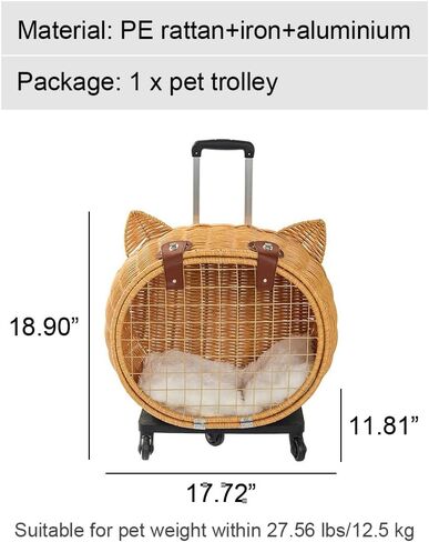 La La Pet® حاملة الحيوانات الأليفة المحمولة مع عجلات حاملة سفر للحيوانات الأليفة حقيبة سفر للحيوانات الأليفة حقيبة سفر للقطط حاملة للكلاب للسفر للحيوانات الصغيرة in Kuwait