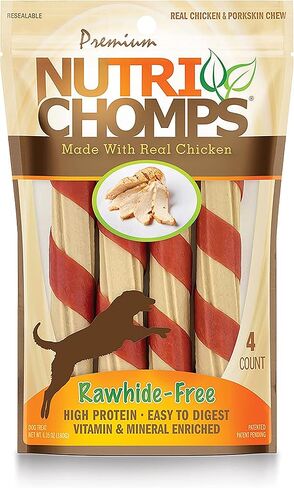 NutriChomps Dog Chews, 6-inch Twists, Easy to Digest, Rawhide-Free Dog Treats, 4 Count, Real Chicken flavor in Saudi Arabia