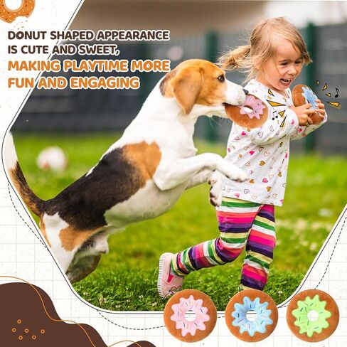Shappy 12 Pcs Plush Donut Dog Toy 5.9 Inch Donuts with Squeakers Dog Chew Toy Assorted Plush Pet Toy Donuts for Small and Medium Dogs, 3 Colors in Saudi Arabia
