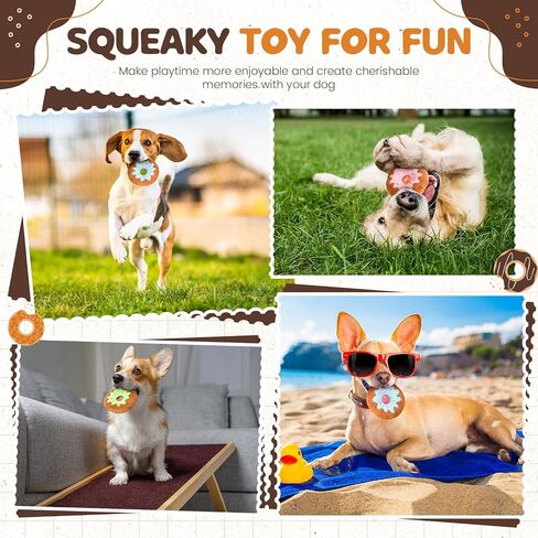 Shappy 12 Pcs Plush Donut Dog Toy 5.9 Inch Donuts with Squeakers Dog Chew Toy Assorted Plush Pet Toy Donuts for Small and Medium Dogs, 3 Colors in Saudi Arabia