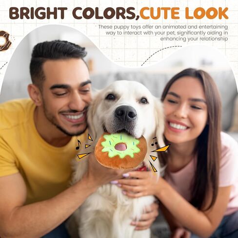 Shappy 12 Pcs Plush Donut Dog Toy 5.9 Inch Donuts with Squeakers Dog Chew Toy Assorted Plush Pet Toy Donuts for Small and Medium Dogs, 3 Colors in Saudi Arabia