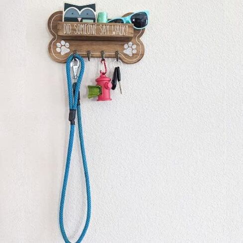 Dog Leash Holder for Wall with Built in Storage Shelf for Pet Treats and Accessories, Bone Shaped Key Holder for Wall Decorative and Dog Stuff Storage Organizer, Housewarming Gift for Dog Owner in Saudi Arabia