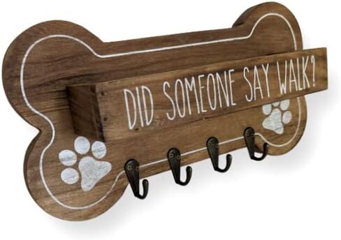 Dog Leash Holder for Wall with Built in Storage Shelf for Pet Treats and Accessories, Bone Shaped Key Holder for Wall Decorative and Dog Stuff Storage Organizer, Housewarming Gift for Dog Owner in Saudi Arabia
