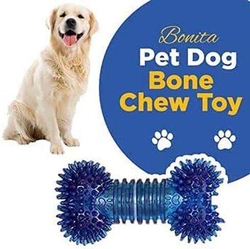 Dog Chew Toy - for Aggressive Chewer Indestructible Interactive Boredom Training Promotes Dental Health & Clean Teeth Relieves Anxiety Stress Blue Bone in Kuwait