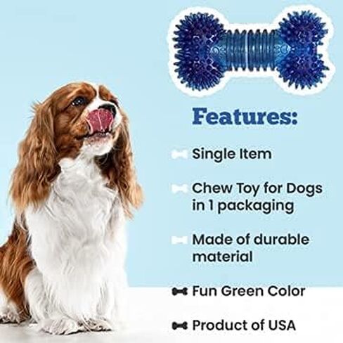 Dog Chew Toy - for Aggressive Chewer Indestructible Interactive Boredom Training Promotes Dental Health & Clean Teeth Relieves Anxiety Stress Blue Bone in Kuwait