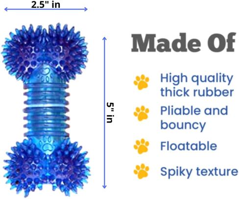 Dog Chew Toy - for Aggressive Chewer Indestructible Interactive Boredom Training Promotes Dental Health & Clean Teeth Relieves Anxiety Stress Blue Bone in Kuwait