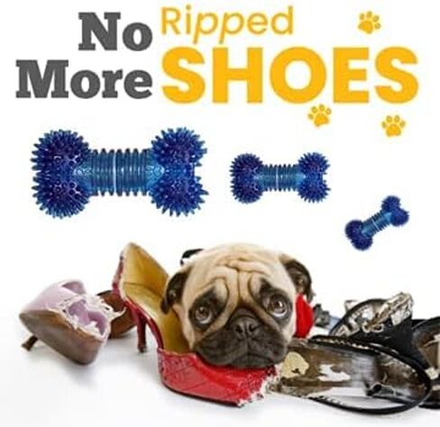 Dog Chew Toy - for Aggressive Chewer Indestructible Interactive Boredom Training Promotes Dental Health & Clean Teeth Relieves Anxiety Stress Blue Bone in Kuwait