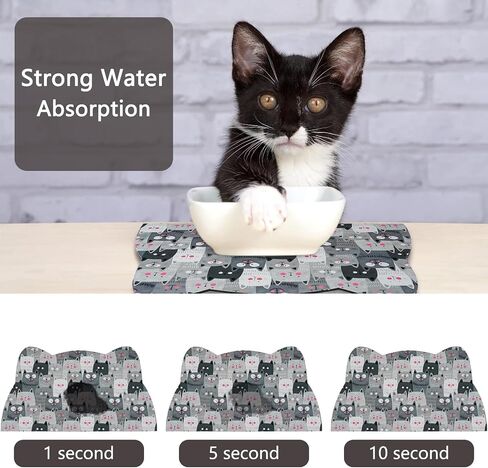 Cat Food Mats for floor, Cat Water Bowl Mats Pet Feeding Absorbent Mat Cat Placemats for Food and Water Grey Small 17.7 * 9.8 inch in Saudi Arabia
