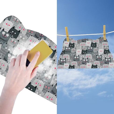 Cat Food Mats for floor, Cat Water Bowl Mats Pet Feeding Absorbent Mat Cat Placemats for Food and Water Grey Small 17.7 * 9.8 inch in Saudi Arabia