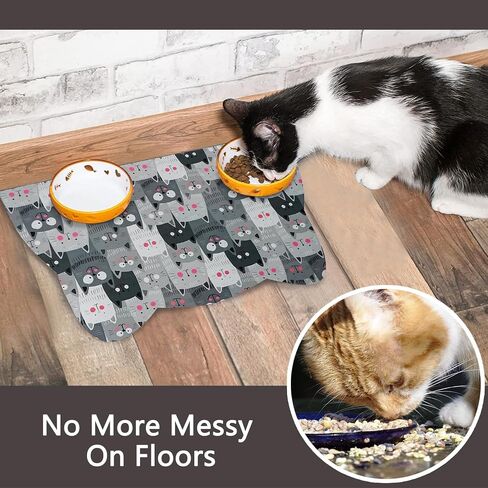 Cat Food Mats for floor, Cat Water Bowl Mats Pet Feeding Absorbent Mat Cat Placemats for Food and Water Grey Small 17.7 * 9.8 inch in Saudi Arabia