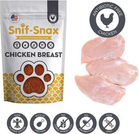 Snif-Snax Smoked Chicken Breast Dog Treats (4oz, 3-Pack) – All Natural Human Grade Jerky – Grain Free Training Treats for Dogs – Single Ingredient, Chicken Strips for Small, Medium & Large Dogs in Saudi Arabia