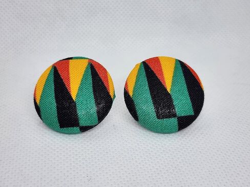Vondia Designz - Authentic Kente Cloth Stud Button Earrings in Saudi Arabia