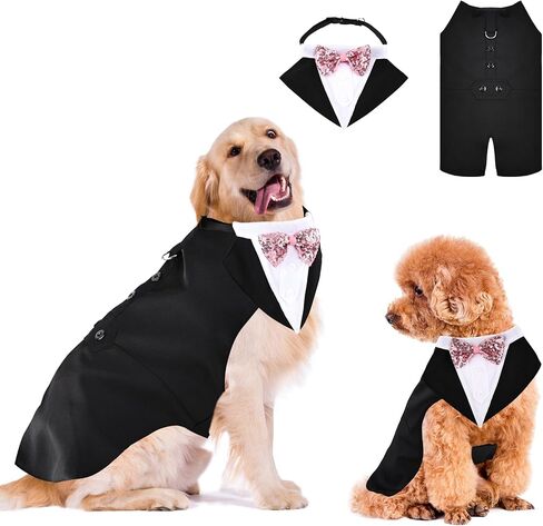 Stylish Tuxedo Dog Shirts Suit Harness Doggie Vest Harness Soft Mesh Pet Tuxedo with Bow Tie for small medium Dog Cat Walking Training (Burgundy, m) in Saudi Arabia