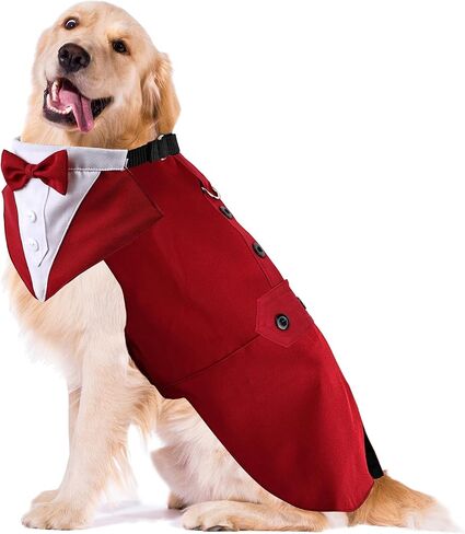 Stylish Tuxedo Dog Shirts Suit Harness Doggie Vest Harness Soft Mesh Pet Tuxedo with Bow Tie for small medium Dog Cat Walking Training (Burgundy, m) in Saudi Arabia