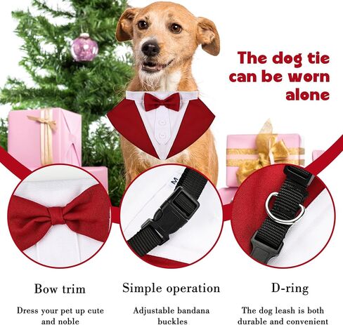Stylish Tuxedo Dog Shirts Suit Harness Doggie Vest Harness Soft Mesh Pet Tuxedo with Bow Tie for small medium Dog Cat Walking Training (Burgundy, m) in Saudi Arabia