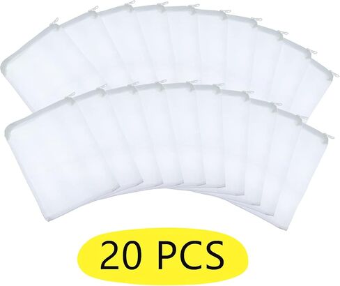 20 قطعة من أكياس وسائط فلتر حوض السمك من مي تينغ، أكياس شبكية رفيعة من النايلون مع سحاب، مقاس 5.9 × 7.8 بوصة (15 × 20 سم) in Kuwait