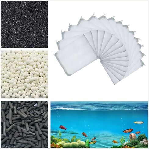 20 قطعة من أكياس وسائط فلتر حوض السمك من مي تينغ، أكياس شبكية رفيعة من النايلون مع سحاب، مقاس 5.9 × 7.8 بوصة (15 × 20 سم) in Kuwait