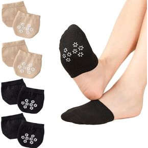 Bamboopack 6 Pairs Womens Toe Topper Socks Seamless Half Toe Socks No Show Liner Half Socks Toe Cover Socks for Women Girls (Black+Beige), Black/Beige