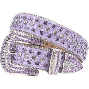 MINGSUN Rhinestone Belt for Men Women, Western Leather Belts Sparkle, Cowgirl Cowboy Shining Diamond Studded Crystal Belt for Jeans