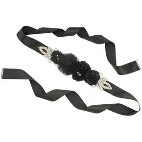 Women's Flower Sash Belts Pearls Rhinestones Wedding Bridal Belt Evening Dress Accessory