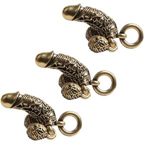 3Pcs Brass Man Pendant for Keychain Mini Male Adult Toy Car Keychain Hanging Jewelry Funny Gifts