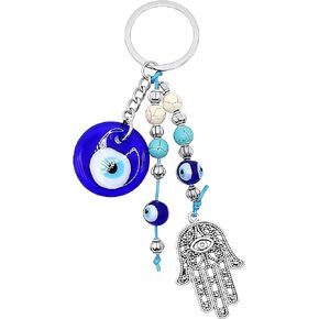 Hamsa Hand Keychain Turkish Evil Eye Key Chain Good Luck Charms Hamsa Ornament for Car Protection Amulet
