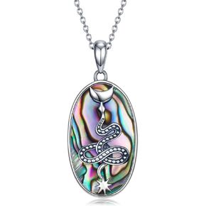 925 Sterling Silver Snake Pendant Abalone Shell Necklace for Women Anniversary Birthday Gifts for Girlfriend Teen Girls Mom,18''-20''