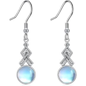 Mermaid/Daisy/Celtic Knot Earrings Moonstone Dangle Earrings S925 Sterling Silver Jewelry Gifts for Women Girls