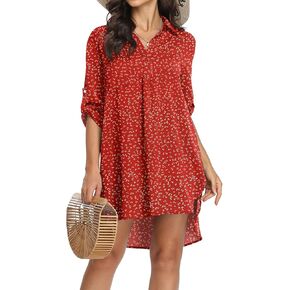 VIISHOW ملابس السباحة النسائية التستر ملابس السباحة التستر ثوب السباحة ملابس السباحة النساء الشاطئ بياقة قميص فستان 3/4 كم in Kuwait