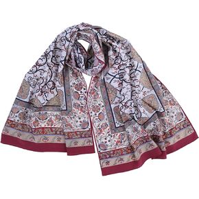 100% Silk Scarf for Women, Silk Head Scarf, Hair Scarf Long Crepe, Hand Press, Palace Design, 21x58 Inches