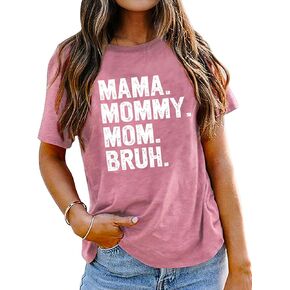 Mama Shirt for Women Boy Mom Shirt Casual Letter Printed Mama Shirt Mom Life Shirt New Mom Gift