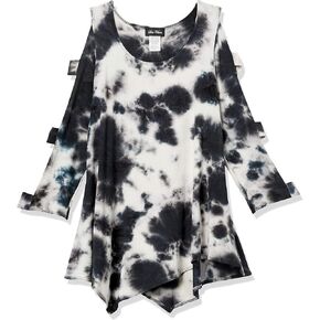 Star Vixen Women's Petite Long Ladder/Bar SLV Hanky Hem Rayon/Span Knit Top