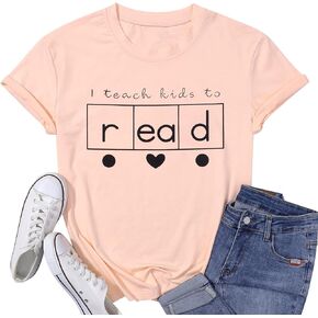 Teacher Shirts for Women Teacher Life T Shirt Love Heart Graphic Tees Cute Teacher Gifts Casual Short Sleeve Tee Tops