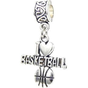 Dangle I Love Basketball Charm Bead for Charms Bracelets