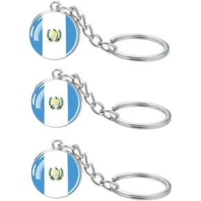 3 Pcs Guatemala Flag Key Chain,Cool Keychain for Car Keys, Stainless Steel Keyrings & Keychains,Used for Home Decoration, Jewelry Hanging Decorations.