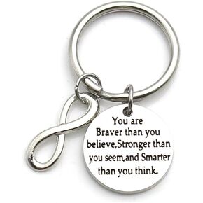 You Are Braver Than You Believe Stronger Than You Seem Inspirational Keychain