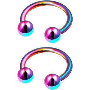 2Pcs Anodized Titanium G23 14g Horseshoe Earrings Piercing Jewelry Cartilage Septum Nose Tragus Eyebrow 5mm Ball More Choices