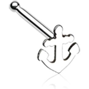حلقة مسمار للأنف من الفولاذ الجراحي من Freedom Fashion Dainty Anchor Icon 316L (تباع بشكل فردي) in Kuwait