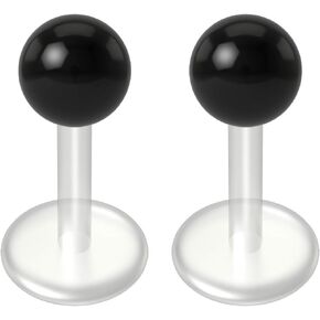 2 قطعة Labret 16 جرام ترصيع مرن Bioplast البلاستيك الشفاف Bioflex الشفاه مونرو ثقب المجوهرات (اختر اللون والطول) in Kuwait