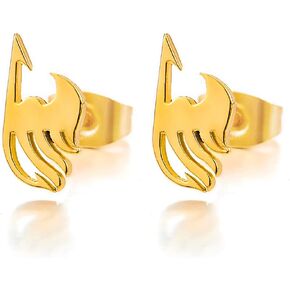 Pair Stainless Steel Gold Color Angle Wing Stud Earrings for Women Men, Screw Back