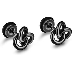 TEMICO 1-3 Pairs Silver Black Gold Tone Stainless Steel Twist Love Knot Post Stud Earrings For Men Women