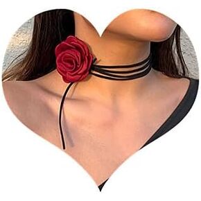 Sither Flower Choker Necklace for Women Black Velvet Rope Rose Collar Choker Necklace for Party Gift for Her