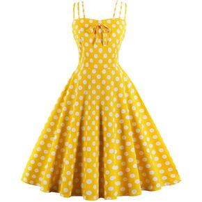 Women Vintage 1950s Dress Plaid Polka Dots Dress Swing Prom Dress Cocktail Dress