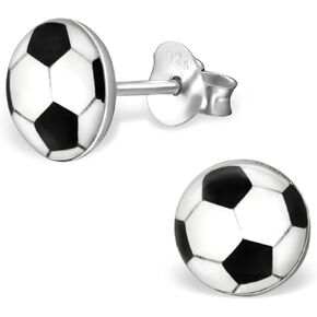 Soccer .925 Sterling Silver Tiny Stud Earrings (Nickel Free)