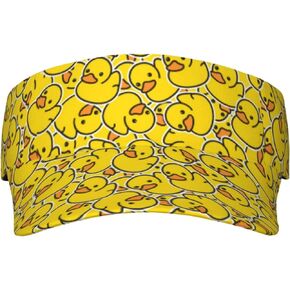 Cute Duck Print Hats Women Men Visor Hat Black One Size Adjustable Beach Cap Hat