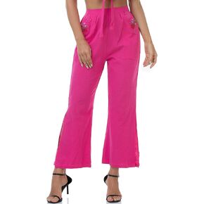 YZXDORWJ Women's Summer Embroidered Casual Cotton Pant Lace Pockets Boho Trousers