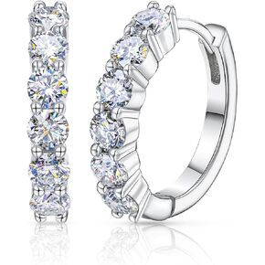 GIGAJEWE 1.2CT Hoop Earrings with 3mm White D color Mossanite 925 silver plated 18K white gold Earrings