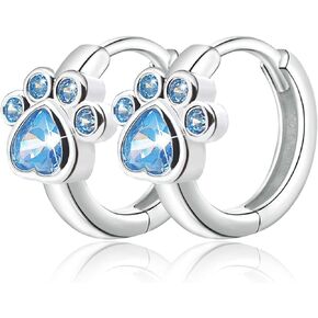 Earrings for Women 925 Sterling Silver CZ Small Hoop Cartilage Earring | Cubic Zirconia with Dog Cat Pet Puppy Paw Huggie Hoop Earring Hypoallergenic Piercing Jewelry