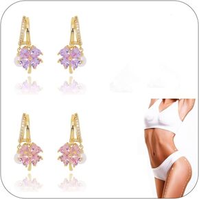 2/3 Pairs Lymphatic Drainage Earrings for Women Flower Therapy Earrings Germanium Earrings Crystal Pearl Flower Earrings Lymphatic Activity Hoop Earrings Healing earrings…