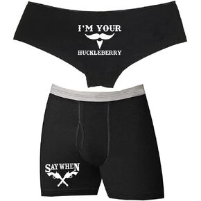 Southern Sisters Matching Boyshort Boxer Underwear For Couples Huckleberry Say When